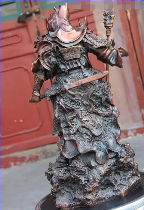 Китай (материк) красная медь бронза девять Дракон Гуань Гун Юй God Warrior статуя