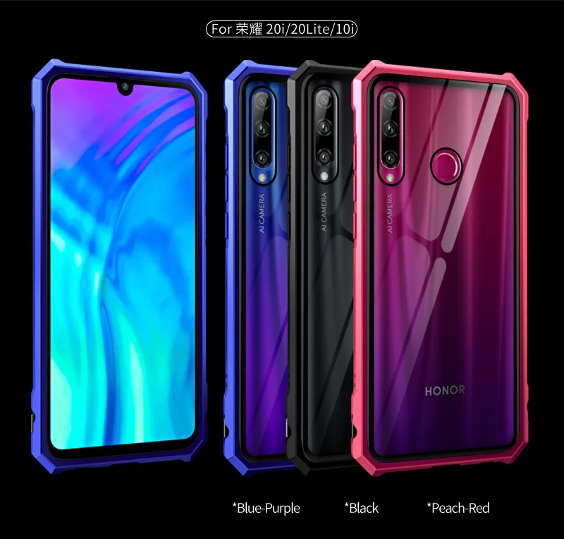 OMEVE для huawei Honor 20 Pro Чехол металлический сплав рамка бампер прозрачное закаленное стекло задняя крышка для Honor 20 20i V20 чехол для телефона