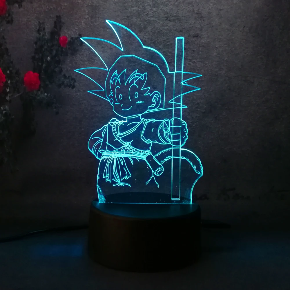 Новый lampara Dragon Ball Супер Saiyan God Son Goku LED 3D 7 цветов настольная лампа ночник домашний