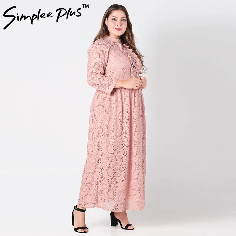 Женское кружевное платье Simplee Plus Элегантное Длинное Платье макси с длинным