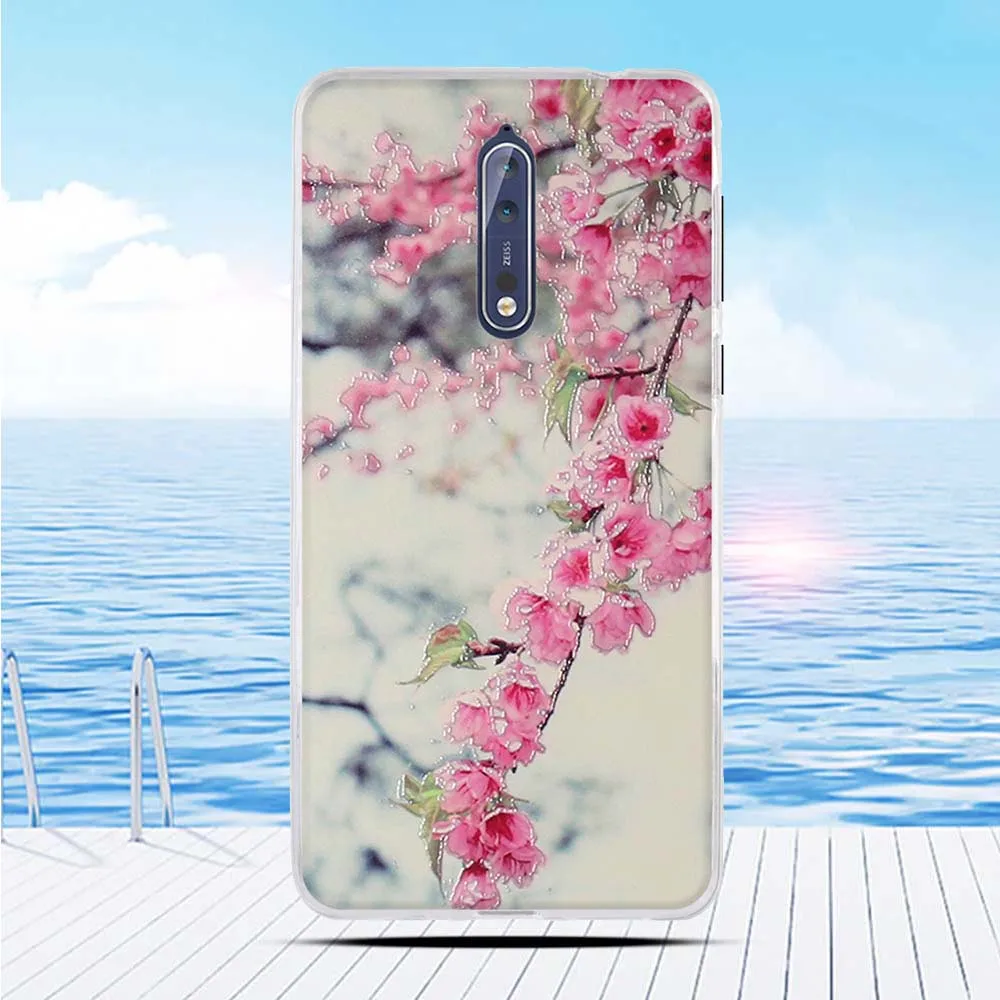 Чехол для Nokia 8 с 3D рельефным рисунком Цветочная задняя крышка ТПУ Мягкий
