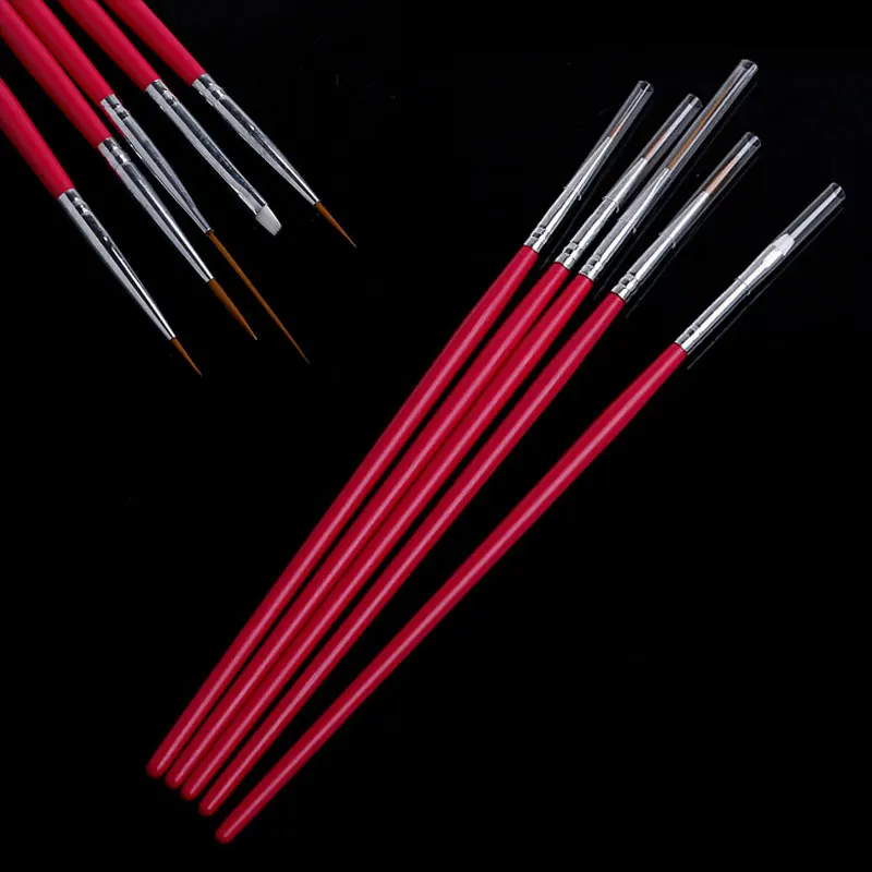 5 шт. набор кистей для ногтей с розовым дизайном лака раскрашивания карандашей