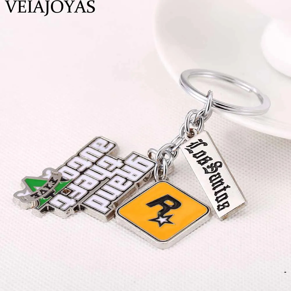 GTA5 игра Grand Theft Auto V металический брелок для ключей с силиконовые кольца держатель