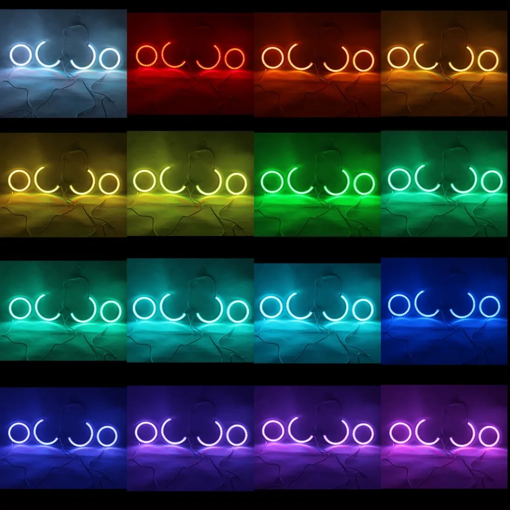 Автомобильная фара RGB Angel Eyes кольцевая Bluetooth беспроводная RF ИК контроллер DRL для