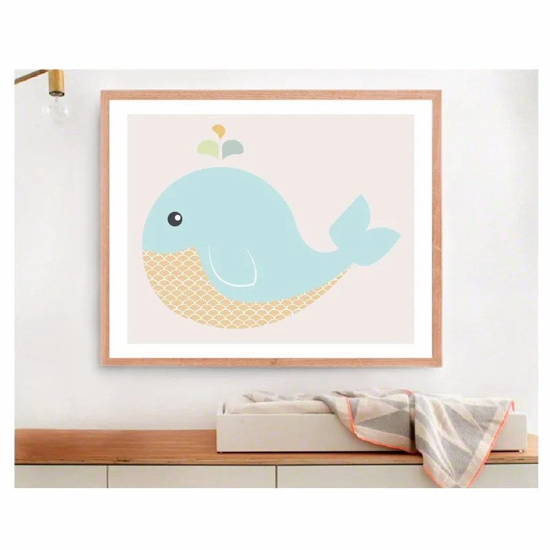 Детский холст с принтом Кита современный декор для детской комнаты