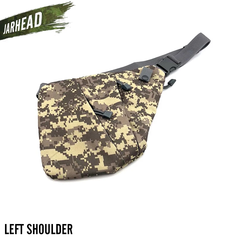 ACU-LeftShoulder Мужские компактные водонепроницаемые нейлоновые сумки через плечо на одно плечо, мужская сумка-мессенджер, скрытая Противоугонная нагрудная сумка, городские сумки для бега - Цвет: ACU-LeftShoulder