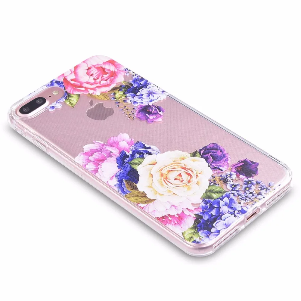 Topwebor с розами мешки Силиконовые 8 плюс крышка для iPhone 7 Plus Чехлы цветочным