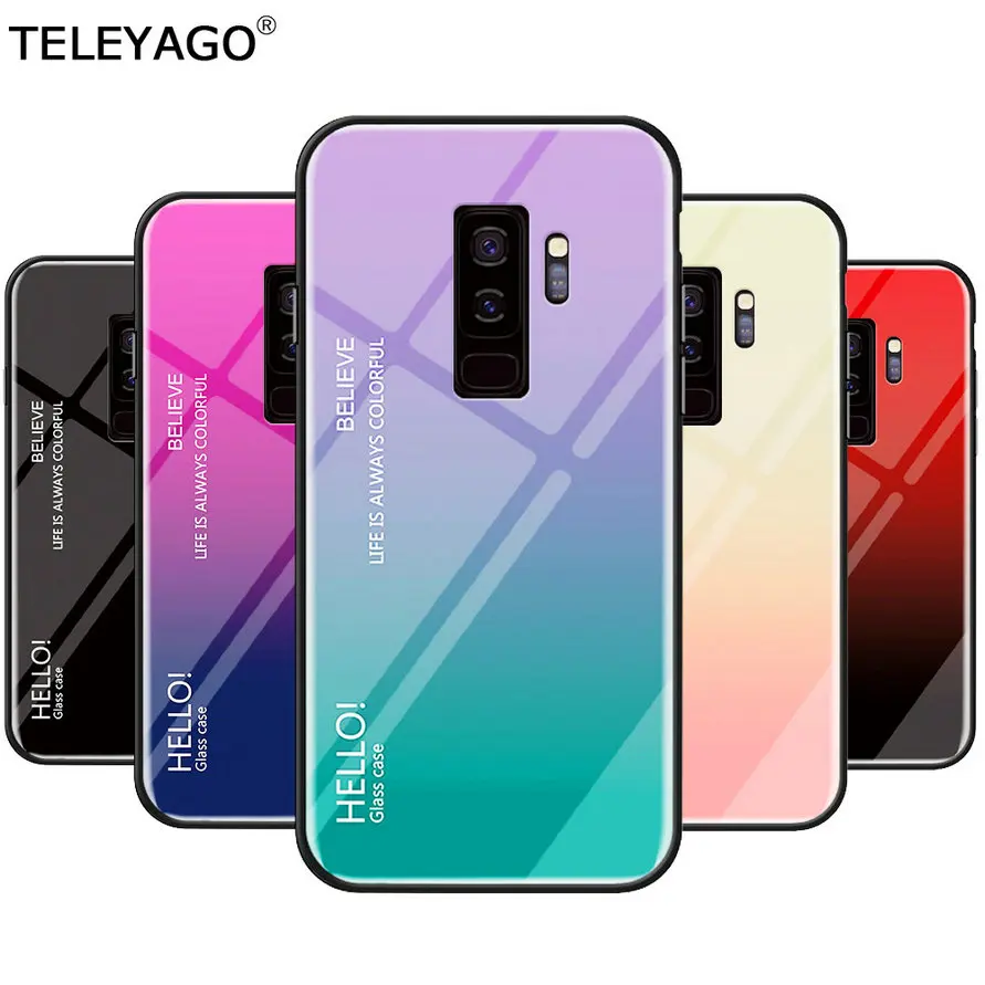 Чехол для Samsung Galaxy S7 S8 S9 Plus S7edge модный градиентный цветной чехол из закаленного