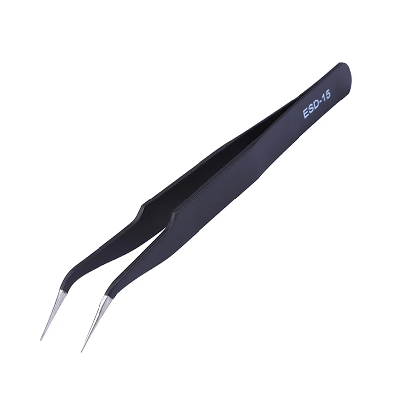 

ESD Safe Precision Tweezers Pinzas Forceps Stainless Steel Curved Tweezers for Electronic Repair Tools ESD-15