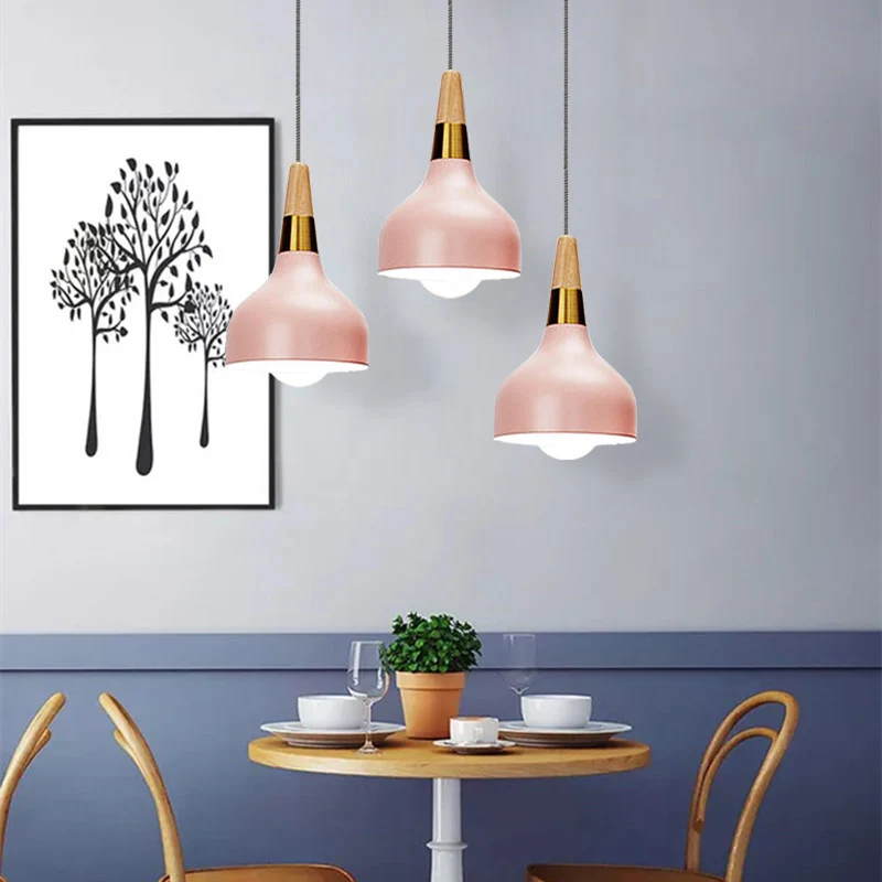 Kitchen Pendant Lights Bedroom Modern Ceiling Lamp Shop Wood Lighting Bar Office Pink Light Home Indoor Bulb For Free | Освещение