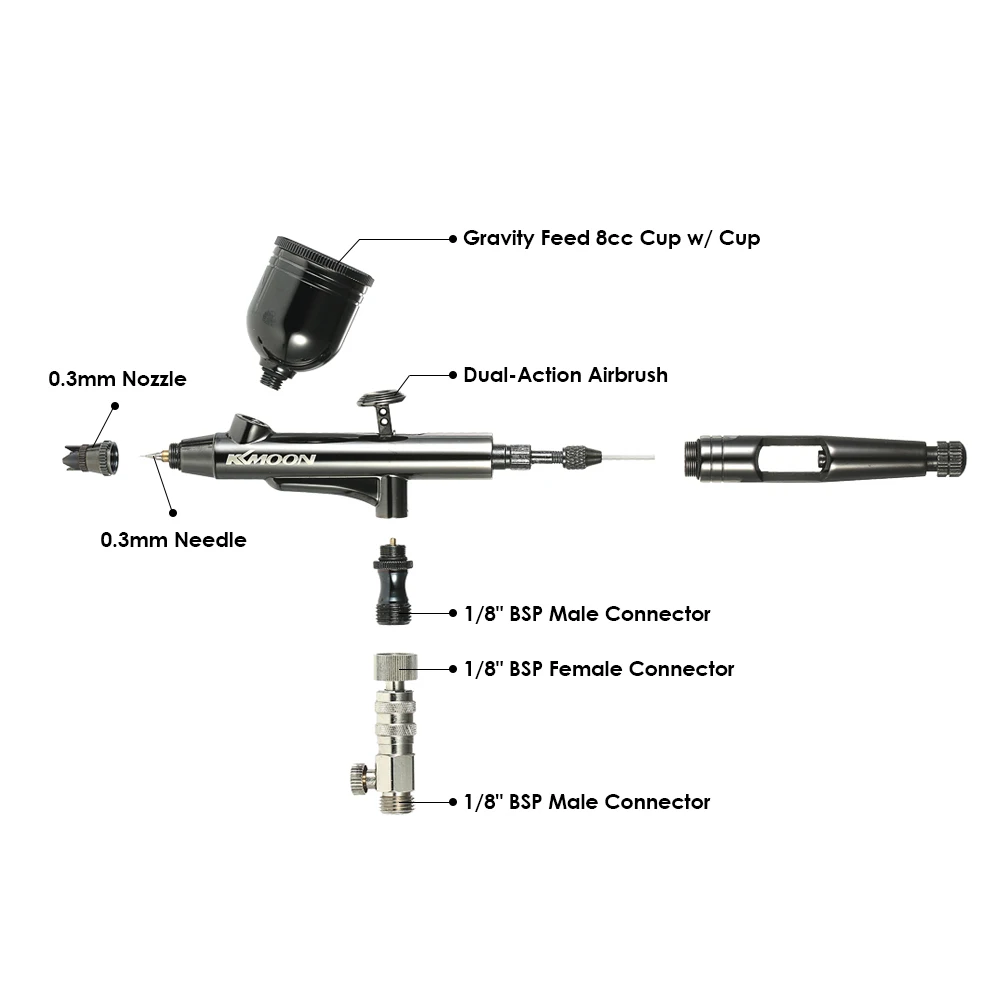 KKmoon гравитационная подача двойного действия Аэрограф набор 0,3 мм 8cc триггер распылитель пистолет для художественного ремесла распыление краски хобби модель краски ing