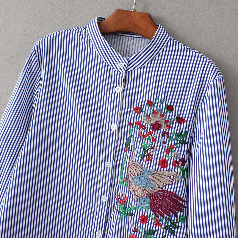 Женская хлопковая блузка Susi & Rita с вышивкой рубашка длинным рукавом и цветочным