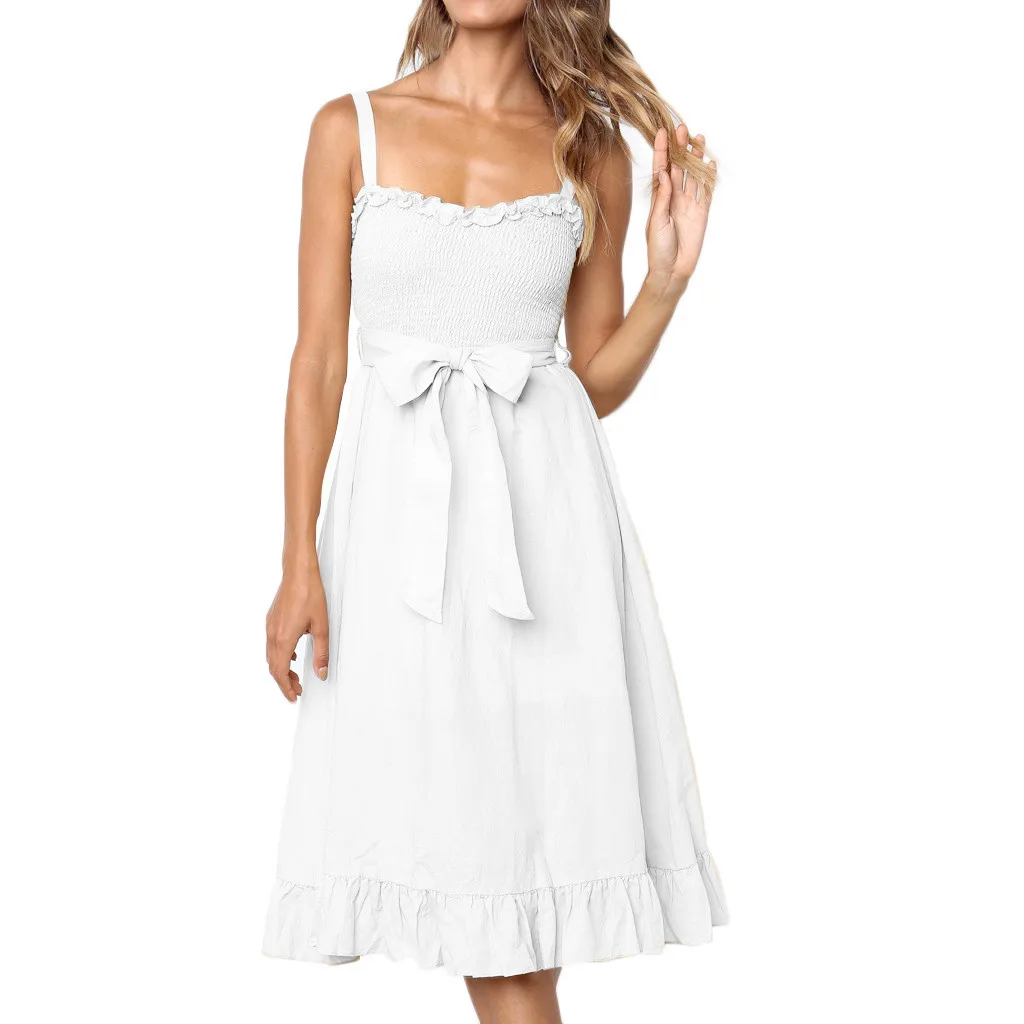 Женские платья Boho Цветочные Спагетти ремень SleevelessA Line кнопка пояса вниз качели