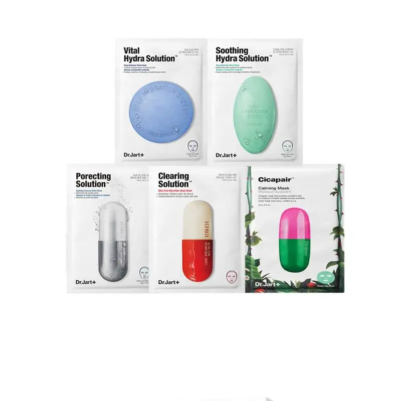 5 Types Assorted 5 шт. Dr. Jart+ лист маска дермака вода струи Успокаивающая Гидра раствор маска для лица увлажняющая Корейская Косметика Уход за кожей - Цвет: 5 Types Assorted