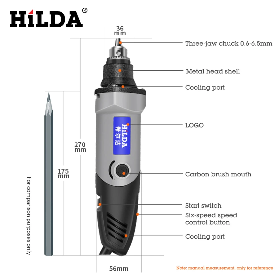HILDA Мини электрическая дрель с 6 позициями с переменной скоростью Dremel 220 В 400 Вт стильные вращающиеся Инструменты Мини шлифовальные электроинструменты