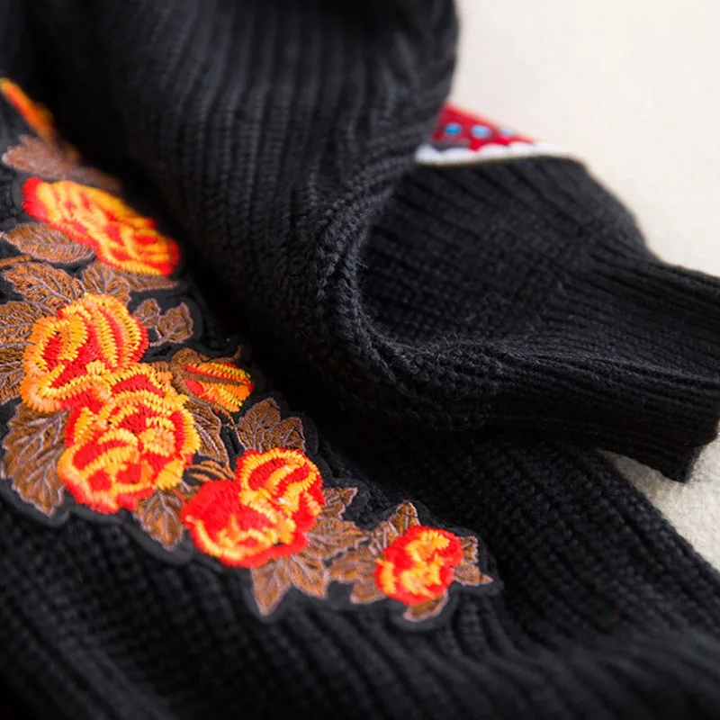 Runway Women Embroidery Tiger Jacket Black Long Sweater Cardigans 2018 Autumn Winter Lady Vintage Jumper Coat Clothing |