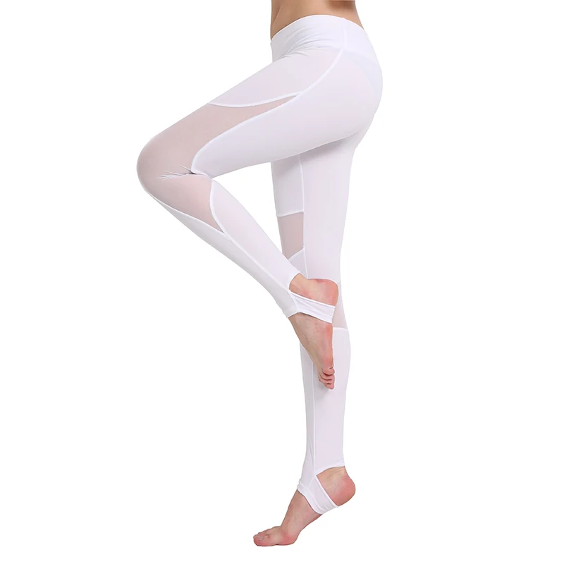 white pants Сексуальные сетчатые Лоскутные штаны для йоги, женские спортивные Леггинсы, женские леггинсы, спортивные женские штаны для фитнеса, тренажерного зала, Леггинсы для йоги, штаны для бега - Цвет: white pants