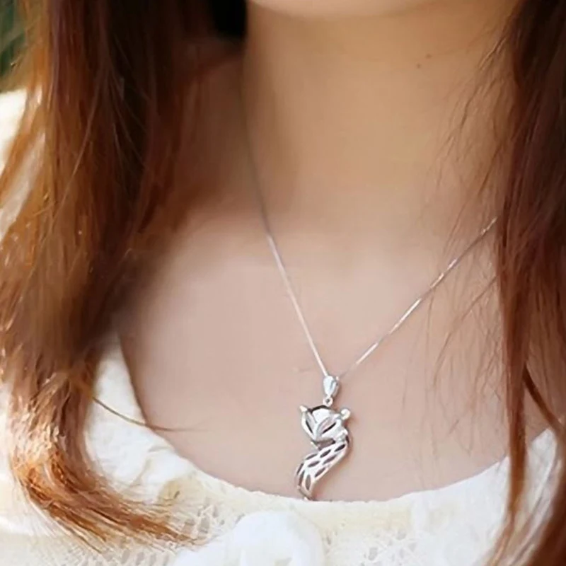 High Quality Unique Woman Fashion Animal Fox Pendant Necklace Silver Color Lovely Design Girls Best Gifts For Valentines Day | Украшения и