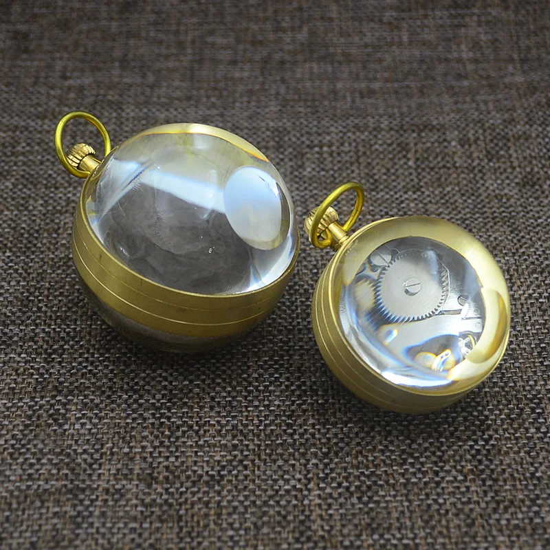 Модные карманные часы со стеклянным шаром старинные ретро механические с