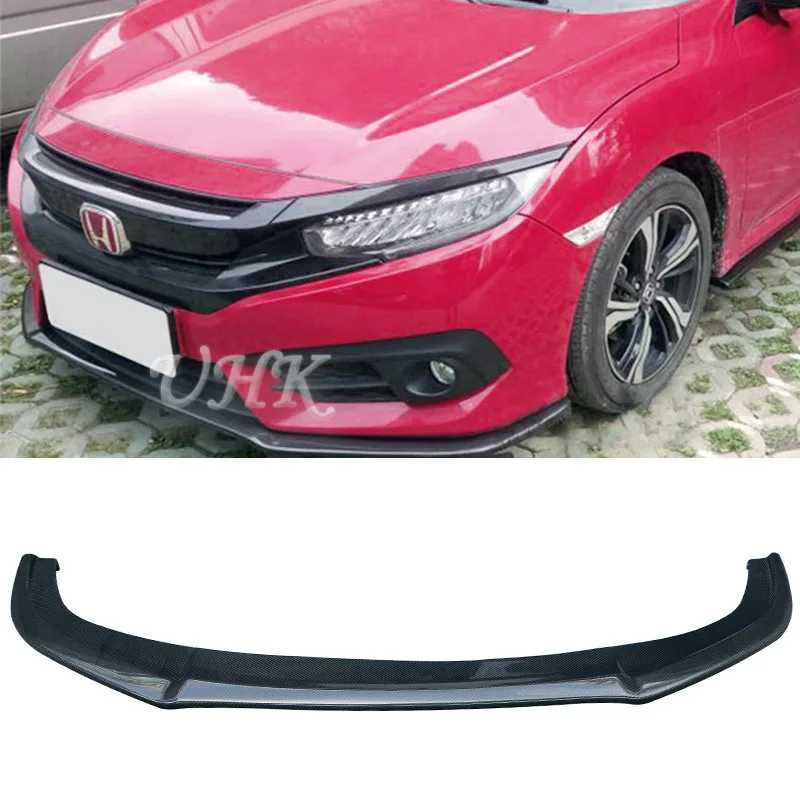 UHK аксессуары для Honda Civic 10th углеродное волокно передний бампер спойлер диффузор