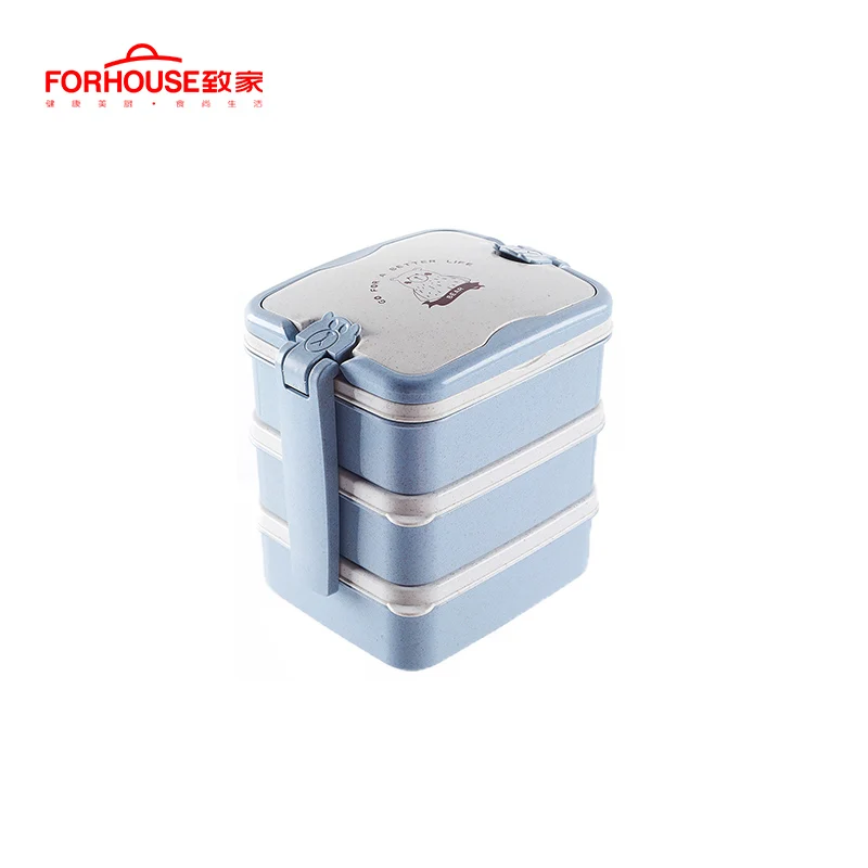 blue Ланч-бокс для микроволновки портативный трехслойный Bento Box для детей, для пикника, офиса, рабочих, школьная посуда - Цвет: blue