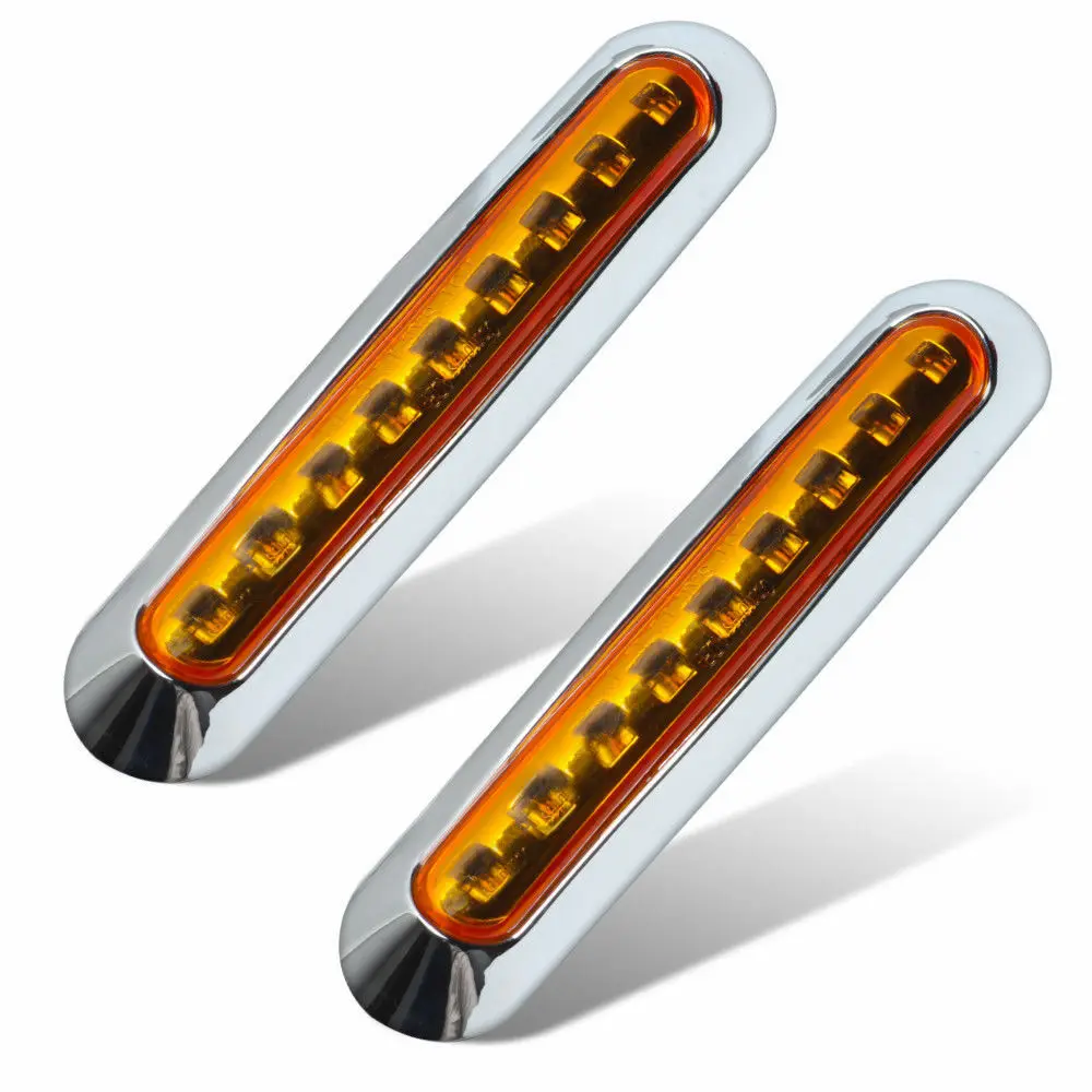 Fuleem 4 шт. 9LED Хромированные Кольца LED Янтарный боковой маркер грузовик прицеп