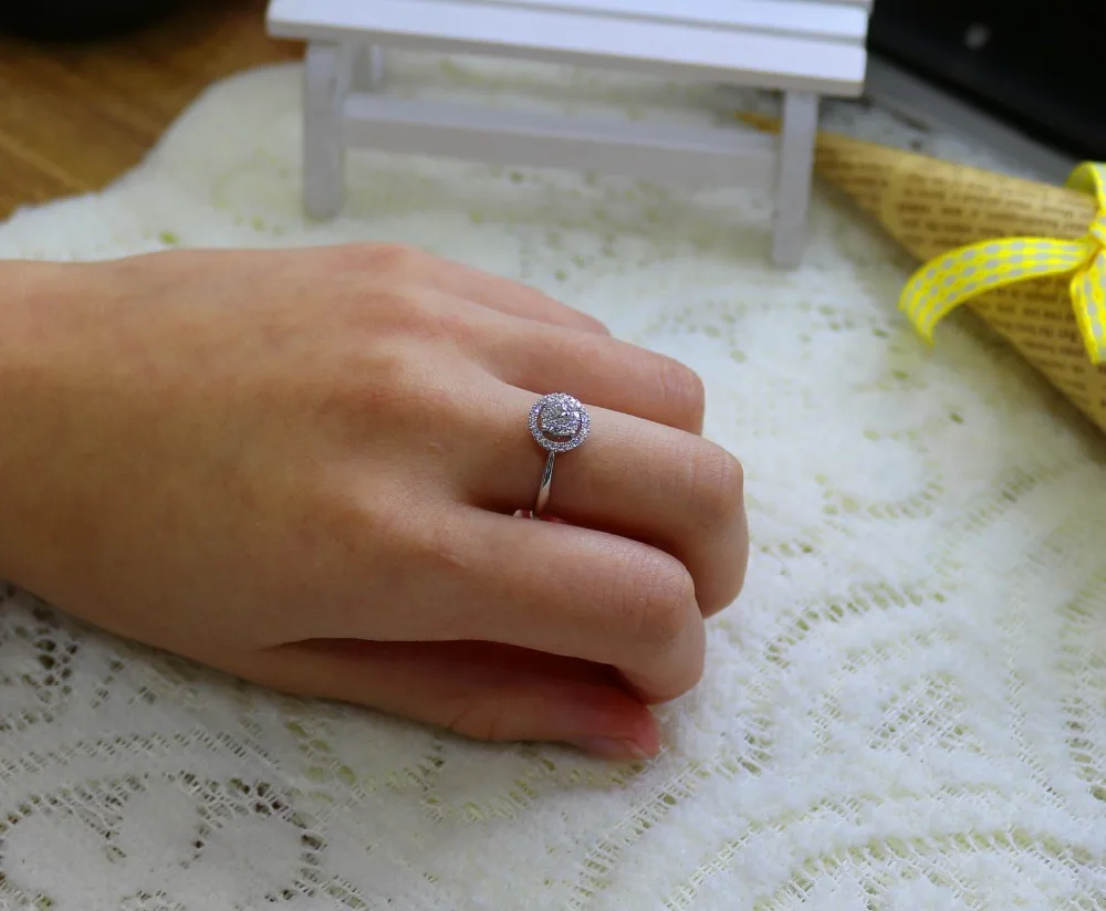 LASAMERO 0. 12CT FG/SI круглое современное кольцо с натуральным бриллиантом Halo для женщин