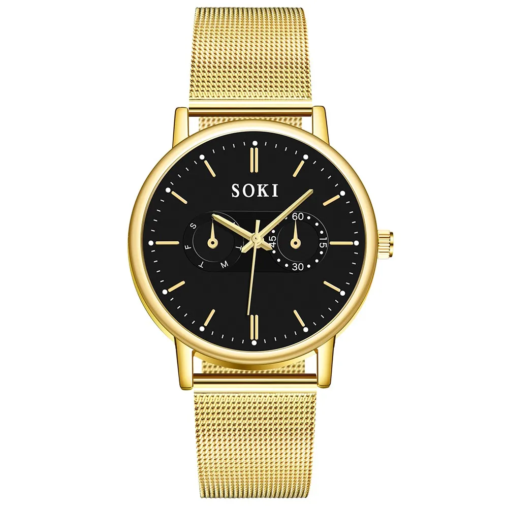 

Ultra Thin Watches For Men Men's Business Casual Stainless Steel Mesh Belt Watch Simple Dial Quartz Watch Montre Homme #03