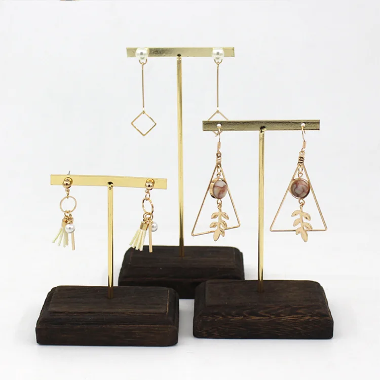 Винтажные деревянные металлические серьги-гвоздики подвесные кольца держатель