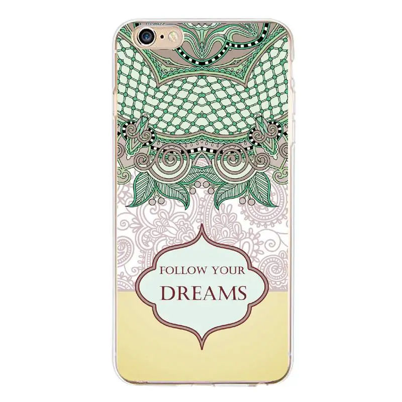 Mandala Soft Clear TPU Phone Case For iPhone 4/4s 5 5s 6 6plus 7 8plus x Silicone Fruit Flora Bag Cover Free Shipping | Мобильные