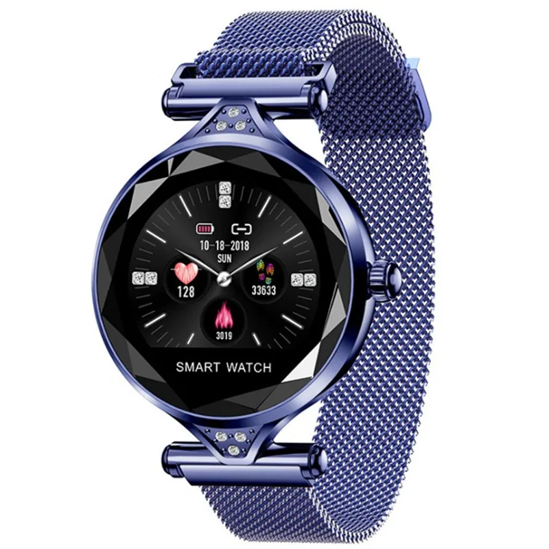 Синий Для женщин Смарт часы браслет женский физиологический цикл smartwatch diamond сердечного ритма приборы для измерения артериального давления спорти - Цвет: Синий