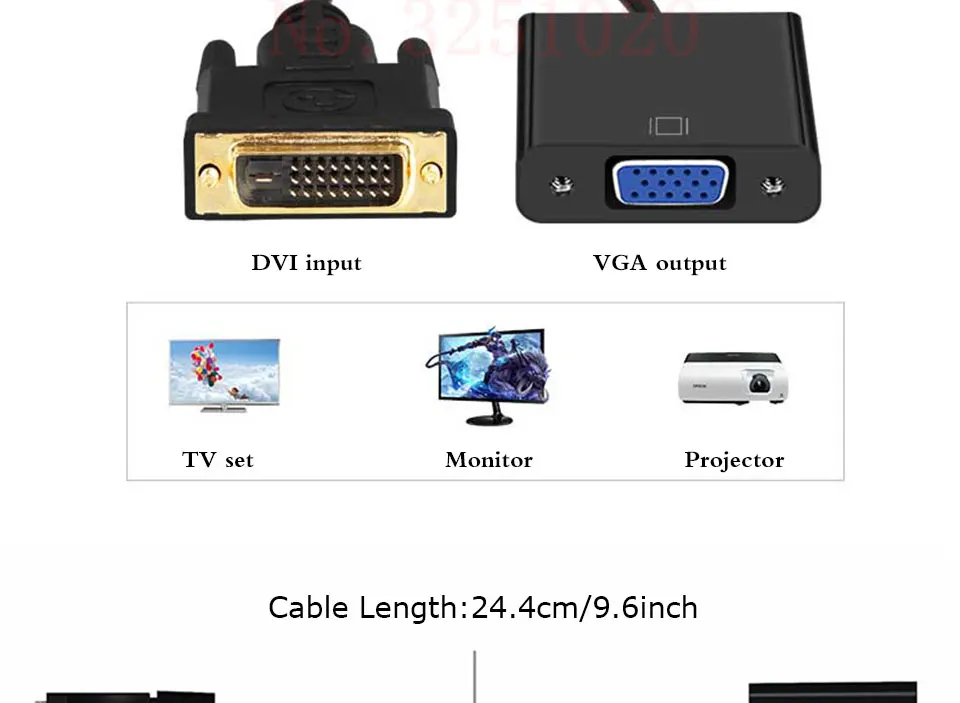 HD 1080P DVI Мужской к VGA Женский видео конвертер Кабель-адаптер DVI 24+ 1 25 Pin к VGA кабель для ТВ ПК Дисплей DVI-D VGA