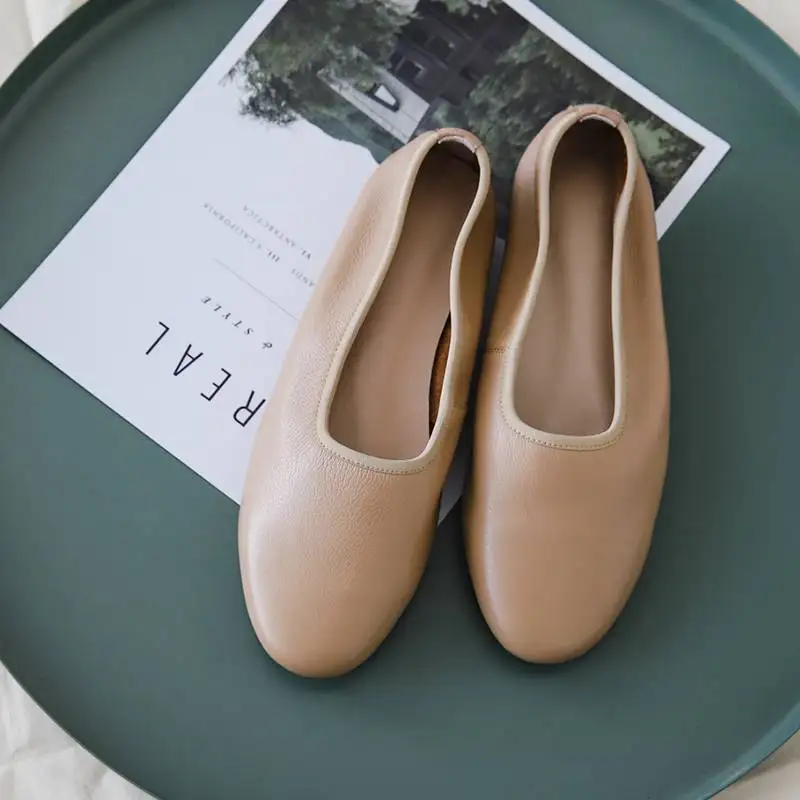 light brown Женские мягкие лоферы из кожи с натуральным лицевым покрытием; балетки; слипоны в винтажном стиле с квадратным носком; обувь для беременных женщин; сезон весна; обувь для путешествий; L03 - Цвет: light brown