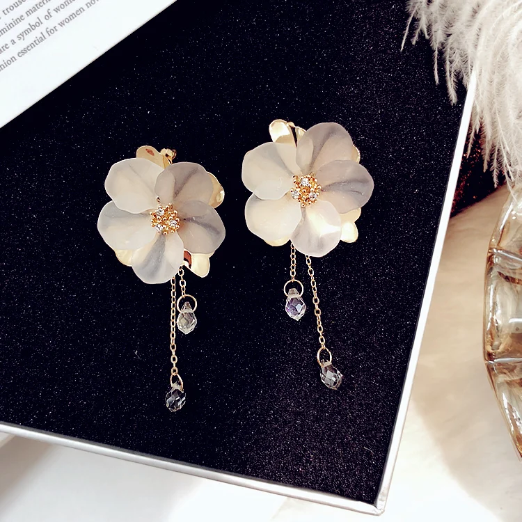 Женские акриловые серьги Aiffry капельки с матовыми лепестками E2496|Серьги-подвески|