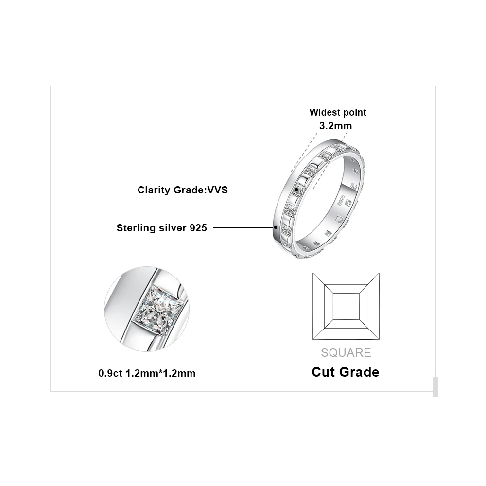 JewelryPalace квадратным вырезом кубический цирконий обручальное кольцо обещания 925