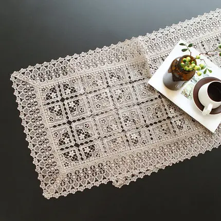 Скандинавский вышитый жесткий ажурный клетчатый флаг кружевная скатерть