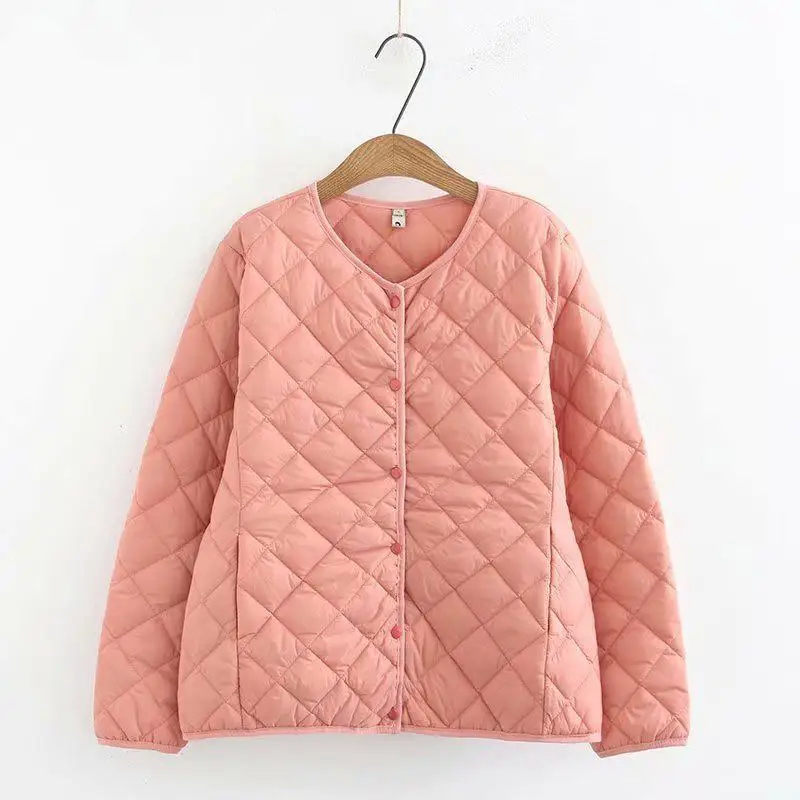 pink Новинка, Осень-зима, Женские клетчатые теплые парки с v-образным вырезом, короткое приталенное хлопковое пальто, женское ветрозащитное пальто с длинным рукавом, плюс размер 4XL - Цвет: pink