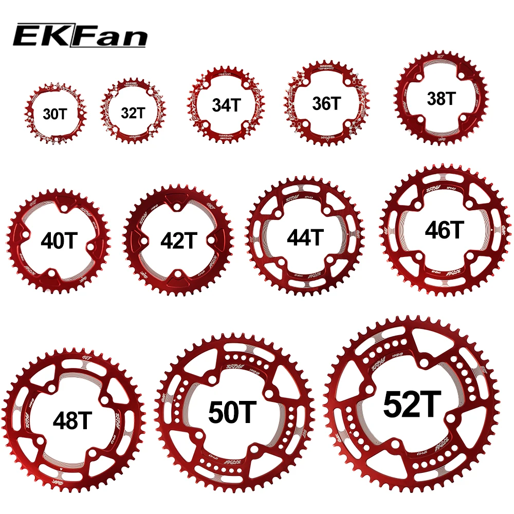Велосипедная цепь EKFan XT круглая широкая 30T/32T/34T/36T/38T/40T/42T/44T/46T/48T/50T/52T/104BCD|Шатун и