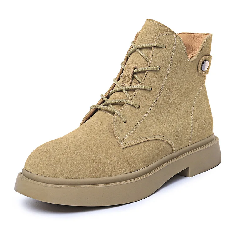 

CUDDLYIIPANDA Ankle Boots for Women Autumn Winter Boots for Girls Genuine Leather Fashion Cow Suede Short Boots Botas Mujer