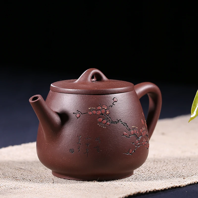 

270ML Authentic Yixing Purple Clay Teapot Famous Handmade Stone Scoop Pot Cha Hai Raw Ore Zisha Vintage Pu'er Kettles Gift Box
