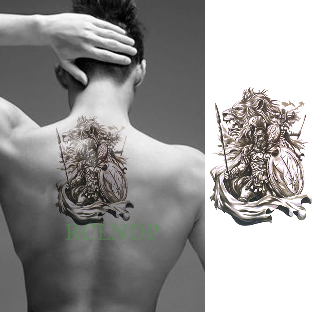 Водостойкая Временная тату-наклейка имитация воина Льва тату для вспышки