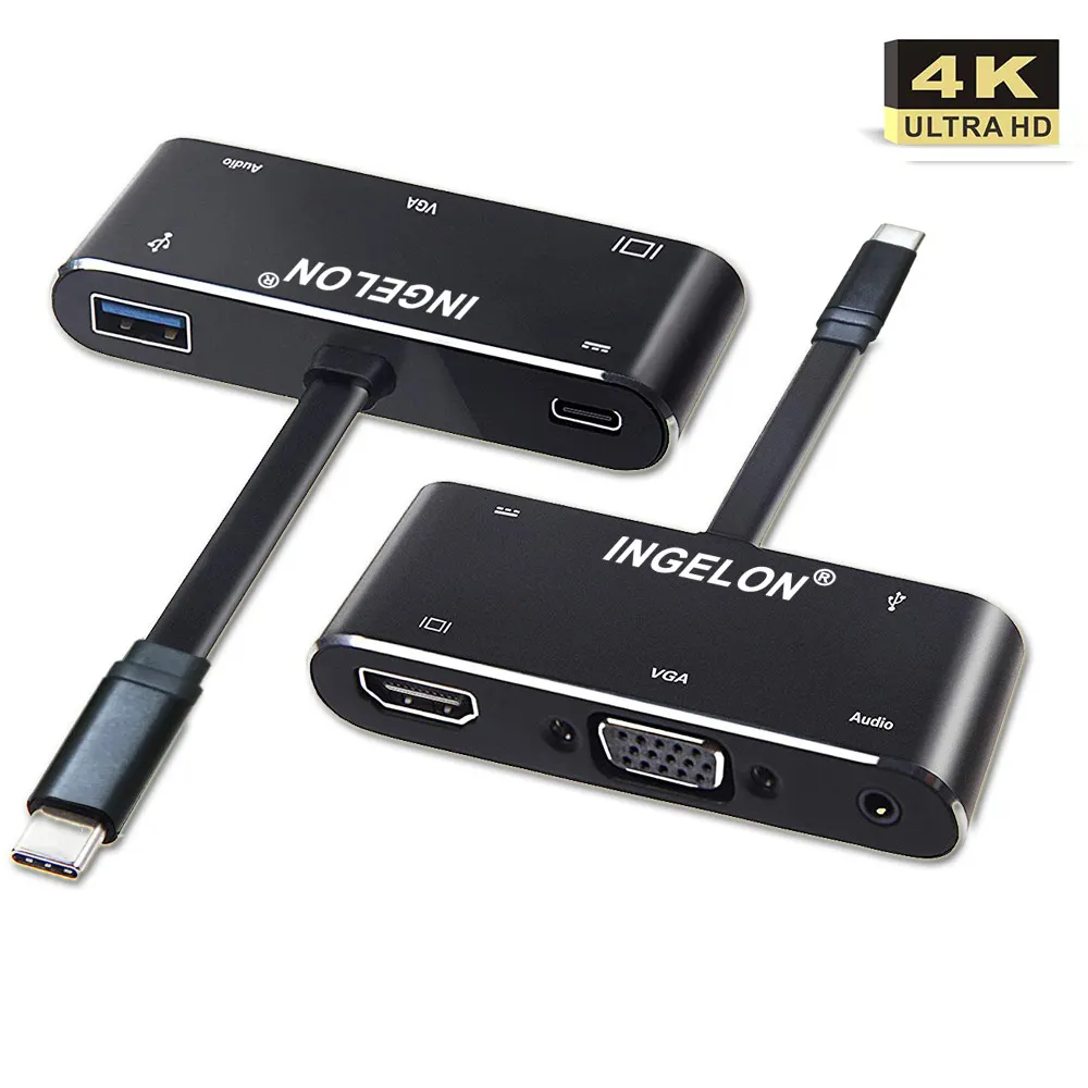 Ingelon USB C конвертер 3 0 5 в 1 адаптер Type PD HDMI 4K Ultra HD VGA Аудио конвертеры для ноутбука