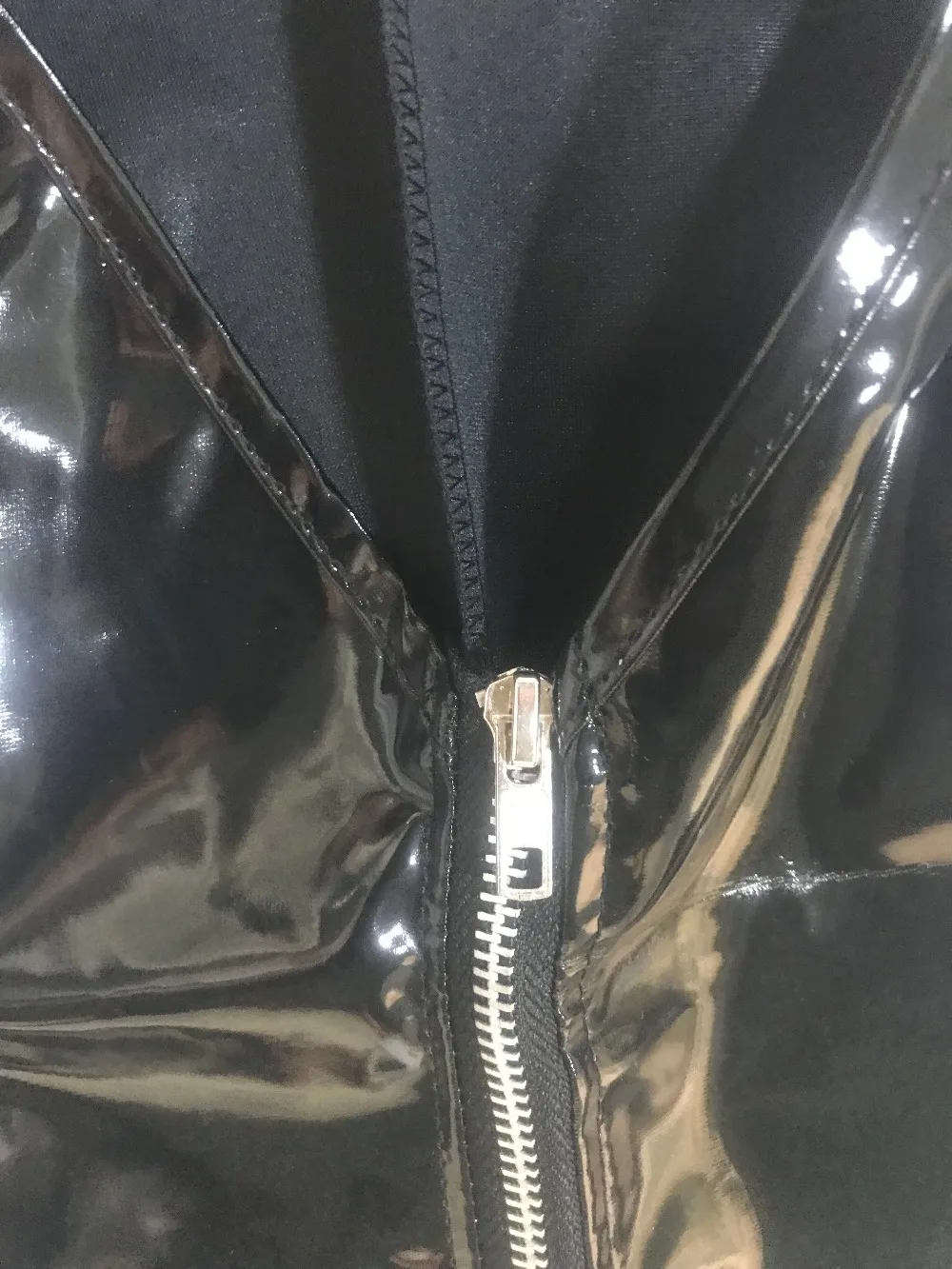 Латекс молния Wetlook боди Готический искусственная кожа Боди без рукавов Фетиш ПВХ Тедди белье эротическая Клубная одежда комбинезон в стиле фетиш
