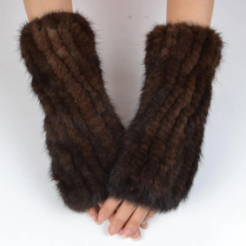 HSPL зимние женские перчатки 2017 настоящие Вязаные норковые меховые вязаные гетры