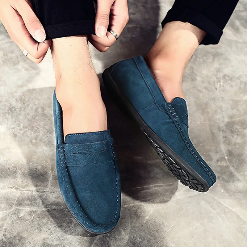 Men Casual Shoes Fashion Male Suede Leather Loafers leisure Moccasins Slip On Men's driving Flats Plus Size 47 | Обувь