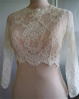 hot sale bridal wraps modest lace long sleeves wedding bolero wedding accessories custom made sheer lace top for brides