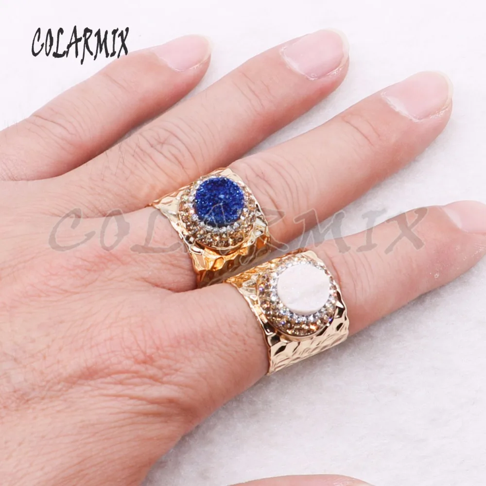 5 шт. кольца druzy Кольца golden bang оптом ювелирные изделия на заказ ювелирные изделия из друзы кольца с камнем Регулируемые кольца 4248