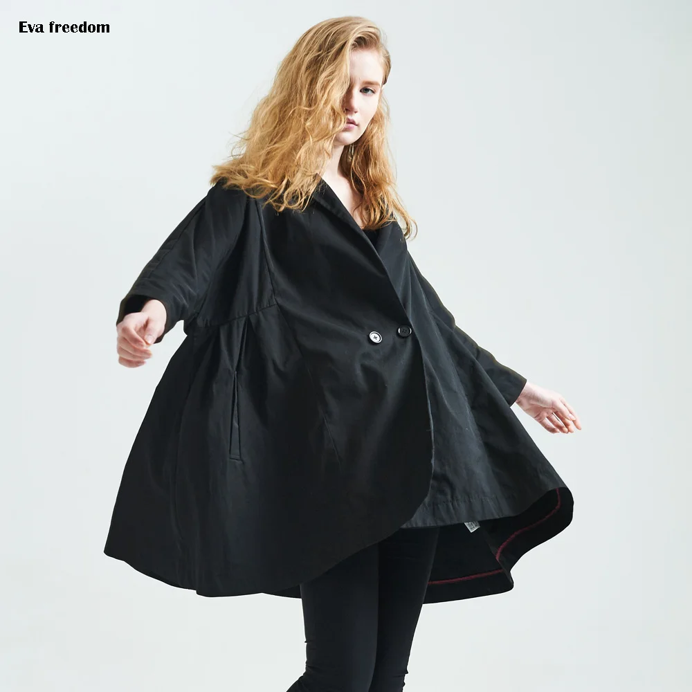 Тренч Женский двубортный черный Европейская мода 2017|brand trench coat|fashion coattrench coat |