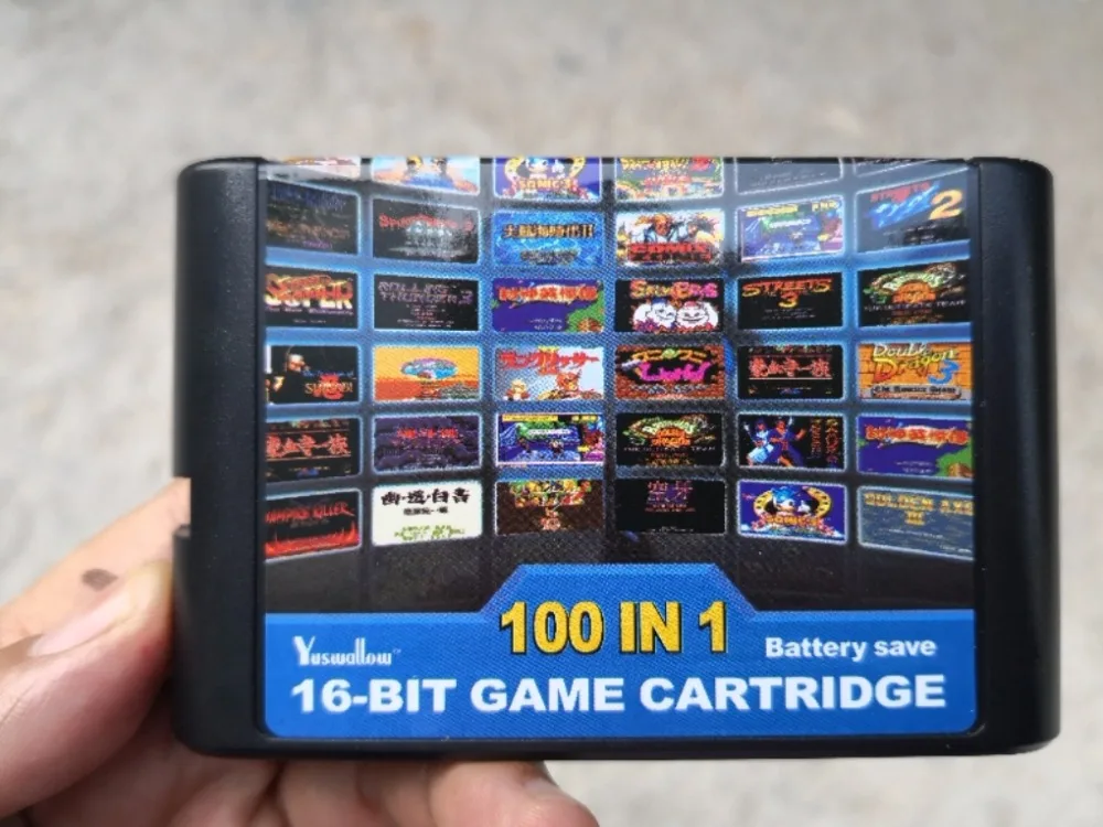 Топ 100 в 1 для картриджа Sega Megadrive Genesis Game (с батареей/всеми консолями)|Запасные