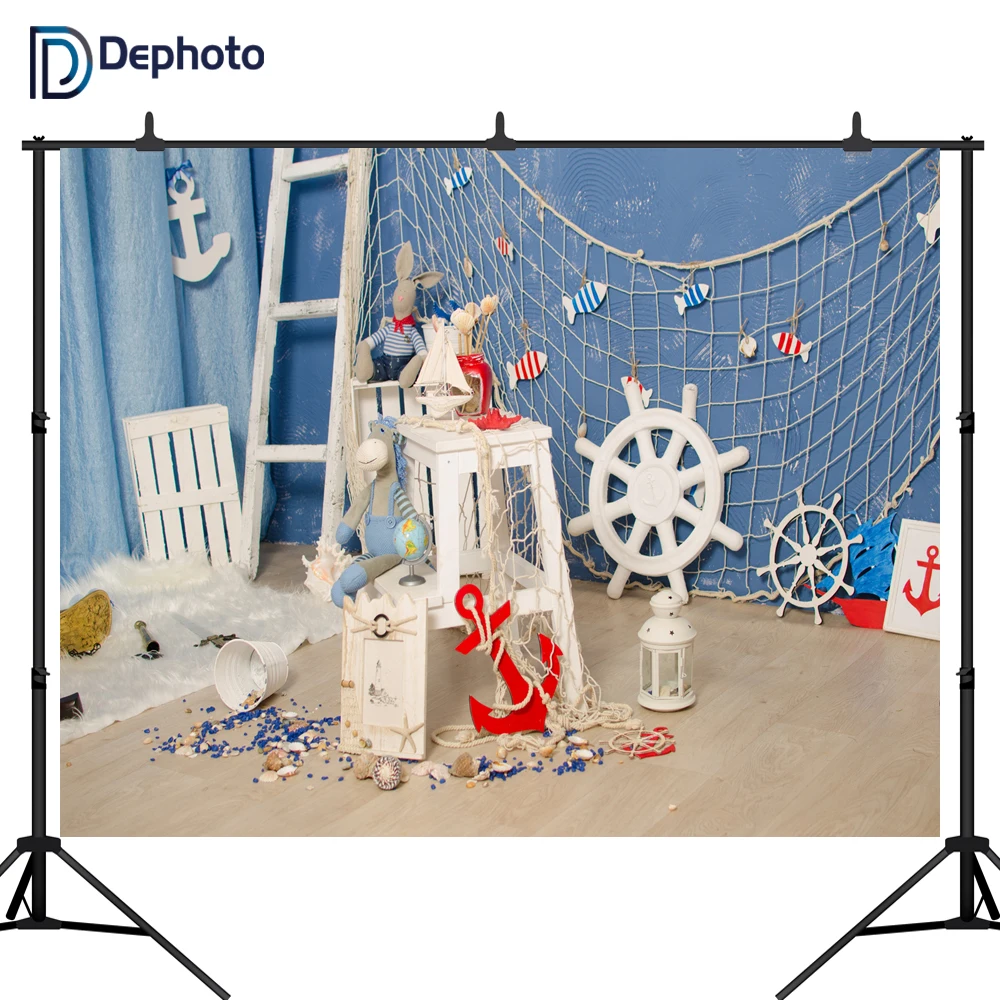 DePhoto Net Anchor shelles деревянные доски сцена Детские вечерние фоны для фотосъемки